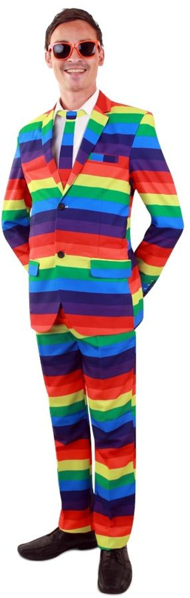 Grappig & Fout Kostuum | Vrolijk Robbie Regenboog Multicolor | Man | Maat 50 | Carnaval kostuum | Verkleedkleding